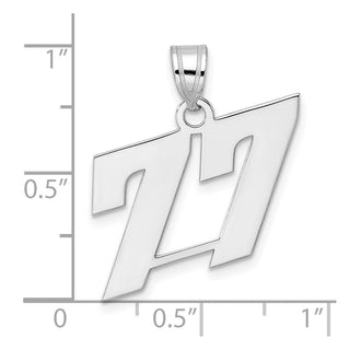 14k White Gold Polished Block Number 77 Pendant