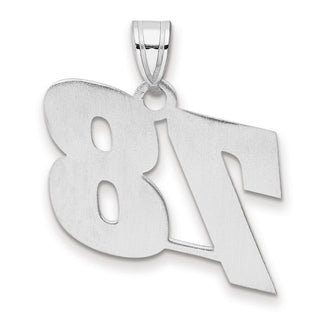 14k White Gold Polished Block Number 78 Pendant