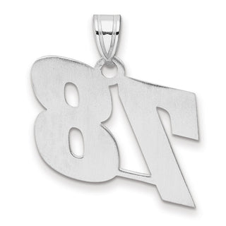 14k White Gold Polished Block Number 78 Pendant