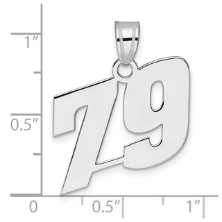 14k White Gold Polished Block Number 79 Pendant