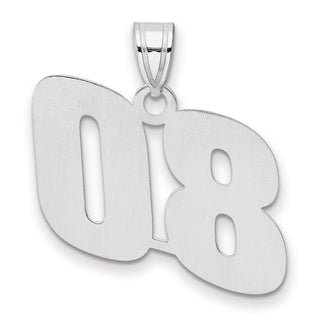 14k White Gold Polished Block Number 80 Pendant