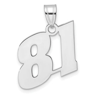 14k White Gold Polished Block Number 81 Pendant