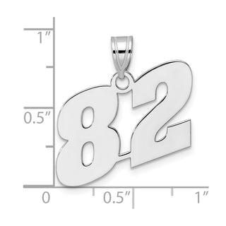 14k White Gold Polished Block Number 82 Pendant
