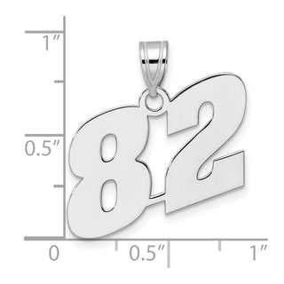 14k White Gold Polished Block Number 82 Pendant