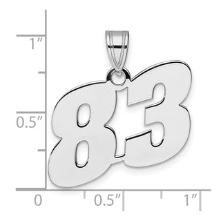 14k White Gold Polished Block Number 83 Pendant