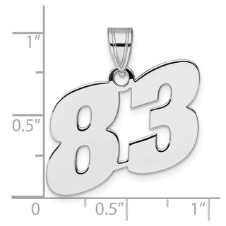 14k White Gold Polished Block Number 83 Pendant