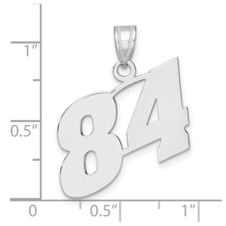 14k White Gold Polished Block Number 84 Pendant