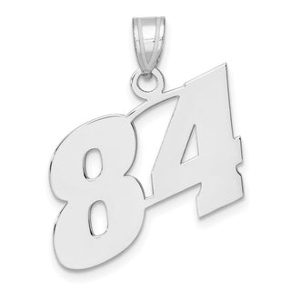 14k White Gold Polished Block Number 84 Pendant