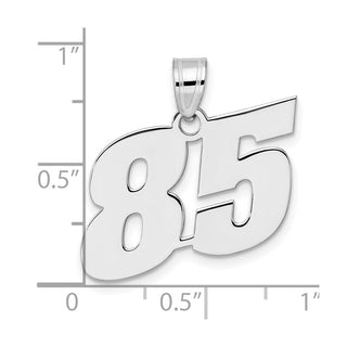 14k White Gold Polished Block Number 85 Pendant