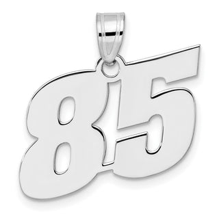14k White Gold Polished Block Number 85 Pendant