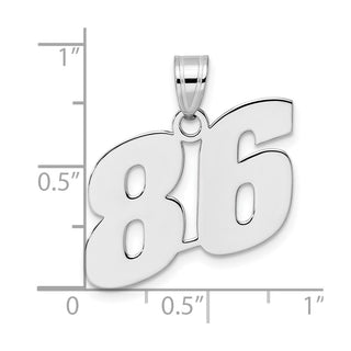 14k White Gold Polished Block Number 86 Pendant