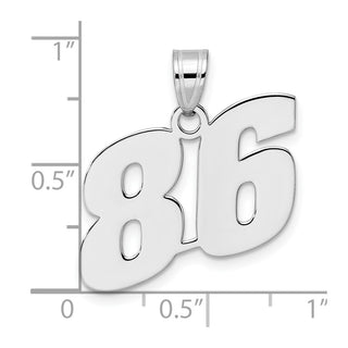 14k White Gold Polished Block Number 86 Pendant