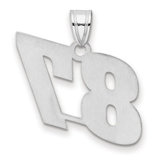 14k White Gold Polished Block Number 87 Pendant