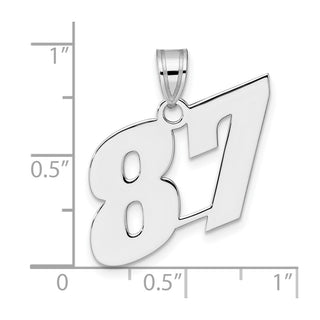 14k White Gold Polished Block Number 87 Pendant