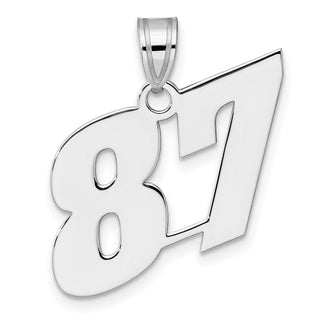 14k White Gold Polished Block Number 87 Pendant
