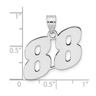 14k White Gold Polished Block Number 88 Pendant