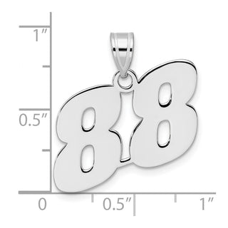 14k White Gold Polished Block Number 88 Pendant
