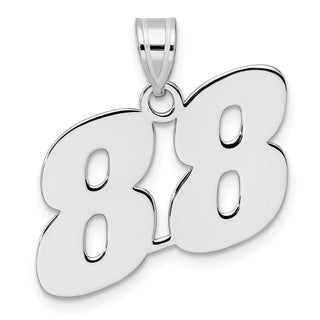 14k White Gold Polished Block Number 88 Pendant