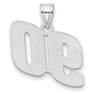 14k White Gold Polished Block Number 90 Pendant
