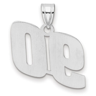 14k White Gold Polished Block Number 90 Pendant