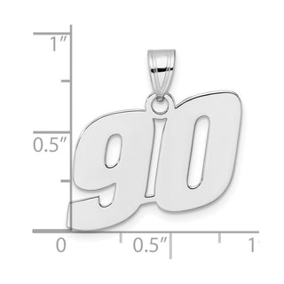 14k White Gold Polished Block Number 90 Pendant