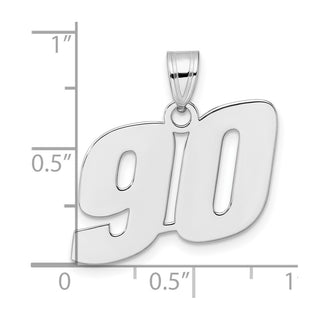 14k White Gold Polished Block Number 90 Pendant