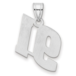 14k White Gold Polished Block Number 91 Pendant