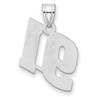 14k White Gold Polished Block Number 91 Pendant