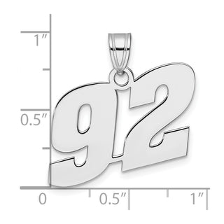 14k White Gold Polished Block Number 92 Pendant