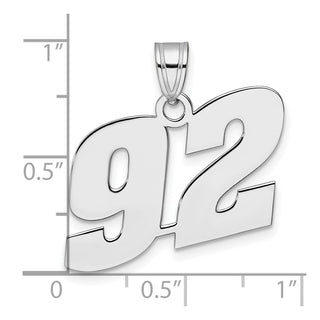 14k White Gold Polished Block Number 92 Pendant