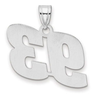 14k White Gold Polished Block Number 93 Pendant