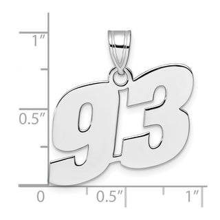 14k White Gold Polished Block Number 93 Pendant