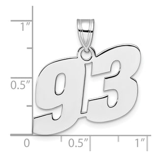 14k White Gold Polished Block Number 93 Pendant