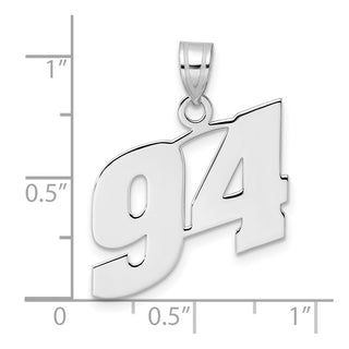14k White Gold Polished Block Number 94 Pendant