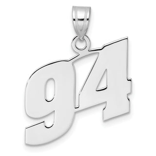 14k White Gold Polished Block Number 94 Pendant