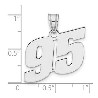 14k White Gold Polished Block Number 95 Pendant