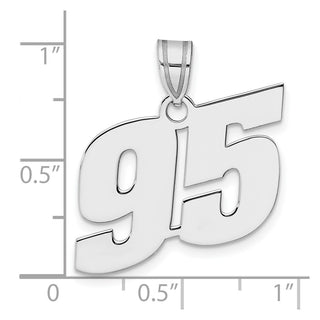 14k White Gold Polished Block Number 95 Pendant