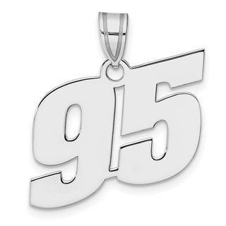 14k White Gold Polished Block Number 95 Pendant