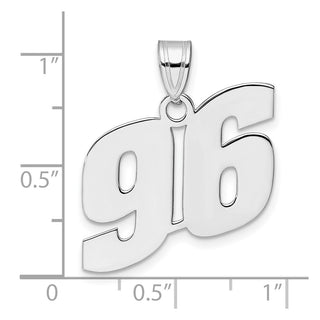 14k White Gold Polished Block Number 96 Pendant