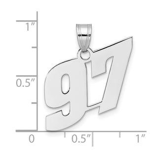 14k White Gold Polished Block Number 97 Pendant