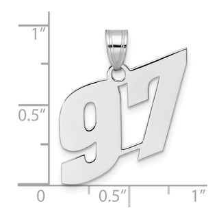 14k White Gold Polished Block Number 97 Pendant