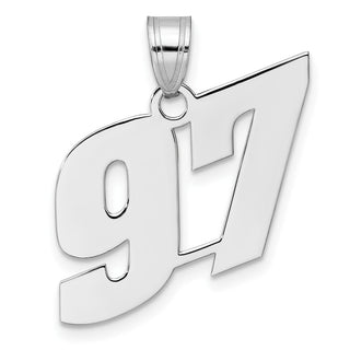 14k White Gold Polished Block Number 97 Pendant