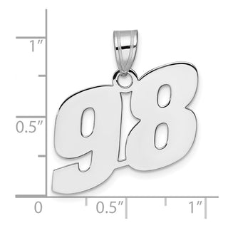 14k White Gold Polished Block Number 98 Pendant