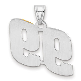 14k White Gold Polished Block Number 99 Pendant