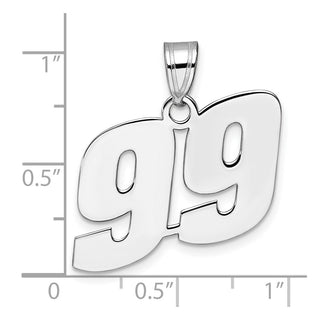 14k White Gold Polished Block Number 99 Pendant