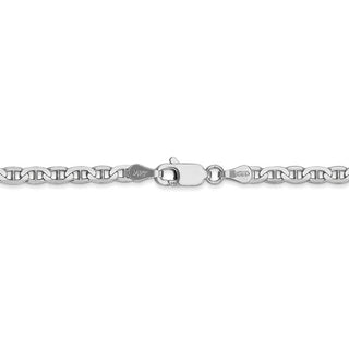 20" 14k White Gold 3mm Concave Anchor Chain Necklace