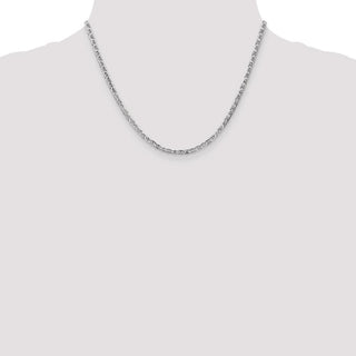 18" 14k White Gold 3mm Concave Anchor Chain Necklace
