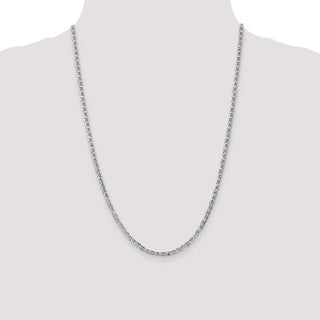 24" 14k White Gold 3mm Concave Anchor Chain Necklace