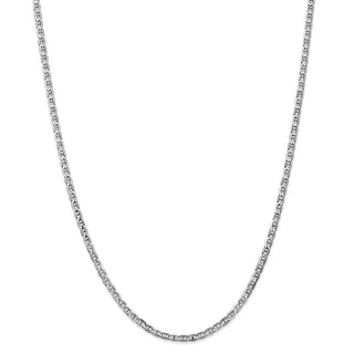 24" 14k White Gold 3mm Concave Anchor Chain Necklace