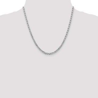 20" 14k White Gold 3.75mm Concave Anchor Chain Necklace